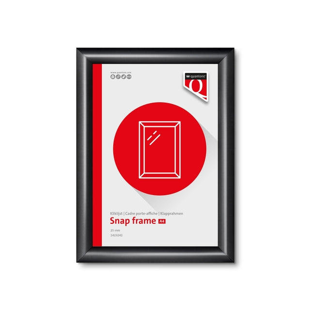 Quantore - Cornice a clic premium A4 25 mm nera