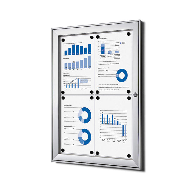 Quantore -  Vergrendelbaar notitiebord indoor zilver 4x a4