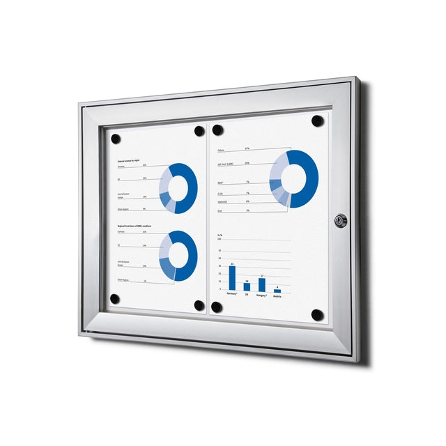 Quantore -  Vergrendelbaar notitiebord indoor zilver 2x a4