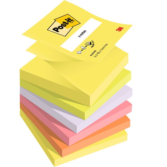 Post-it -  Memoblok 3m  z-note r330 76x76mm ass kleur | 12 stuks