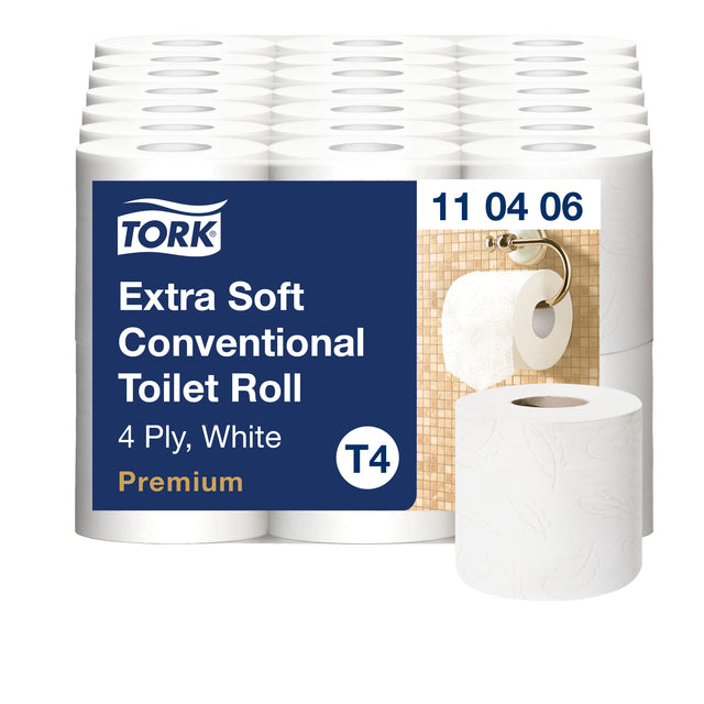 Tork - papier toilette T4 Premium 4lgs blanc 110406 ​​| Paquet de 42 rouleaux