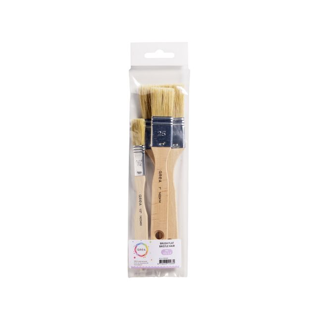Qrea - Brosse en poils de porc lot de 3 largeurs