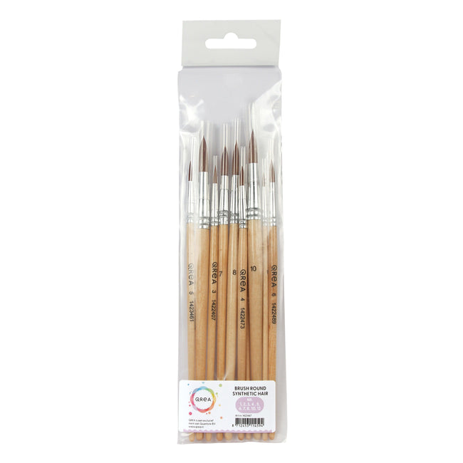 Qrea - Synthetic hair brush set of 10 widths