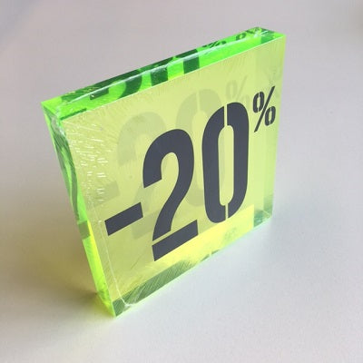Klika - Acryl kortingsblok -20% fluor groen - 8 stuks