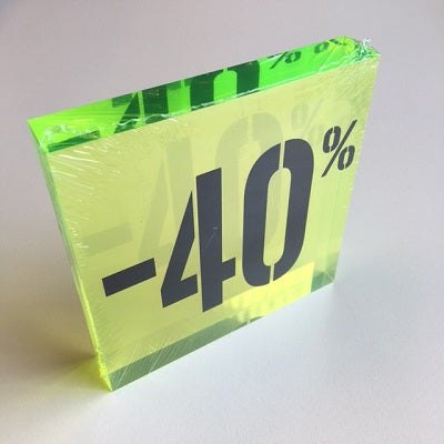 Klika - Acryl kortingsblok -40% fluor groen - 8 stuks