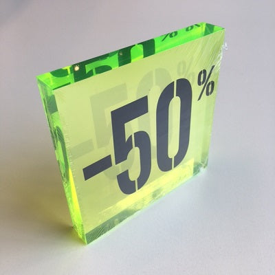 Klika - Acryl kortingsblok -50% fluor groen - 8 stuks