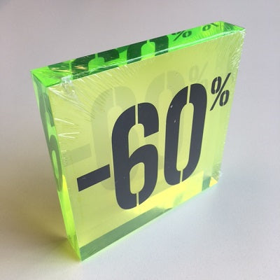 Klika - Acryl kortingsblok -60% fluor groen - 8 stuks