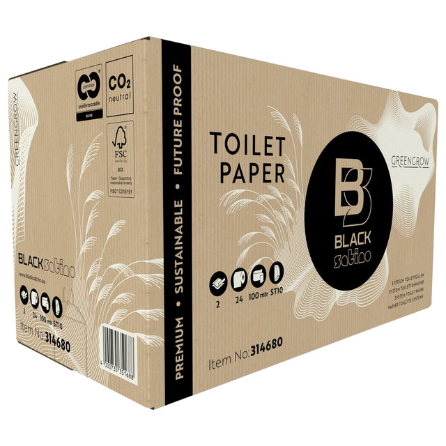 Blacksatino - papier toilette Blacksatino Greengrow ST10 2L 712VEL | Box a 24 rouleau