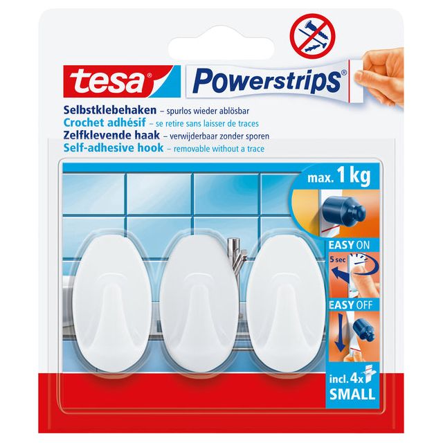 Tesa - Haken powerstrips small ovaal zelfkl wit | 6 stuks