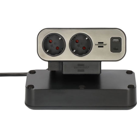 Brennerstuhl - Presa da tavolo Estilo a 10 vie inclusa 1 USB C, 1 USB A, 2 metri argento/nero