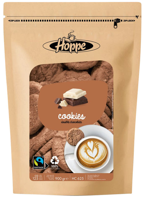 Hoppe - Cookies Hoppe Cookies Fairtrade Double Chocolate | Sacs à 900 grammes | 4 pièces