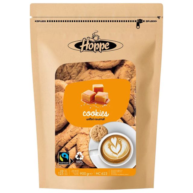 Hoppe - Kekse Hoppe Cookies Fairtrade Karamell Zeezout | 900 Gramm einbacken