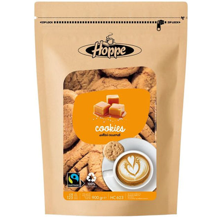 Hoppe - Cookies Biscotti del commercio equo e solidale al caramello al sale marino circa 125 pezzi
