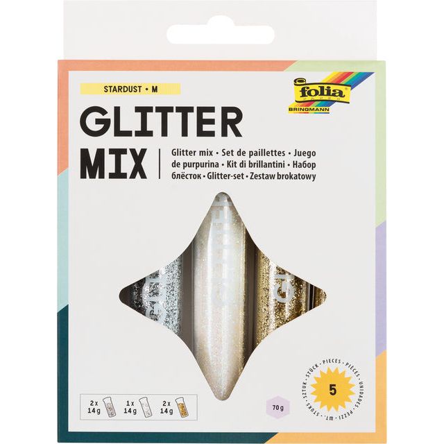 Folia Paper - Glitterpoeder Folia blister à 5x 14gr tube ass