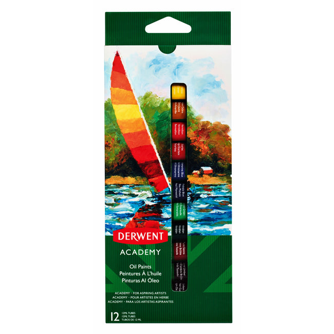 Derwent - Oil Paint Academy blister da 12 tubi da 12ml assortiti