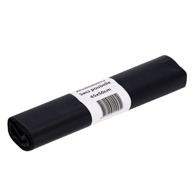 Cleaninq - Bolsa de basura 45x50cm LDPE reciclado T25 15L negra rollo de 20 piezas