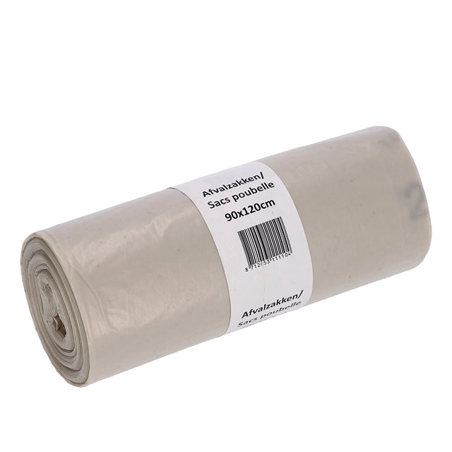 Cleaninq - Abfallbeutel 90x120cm LDPE recycelt T80 190L transparente Rolle mit 10 Stück