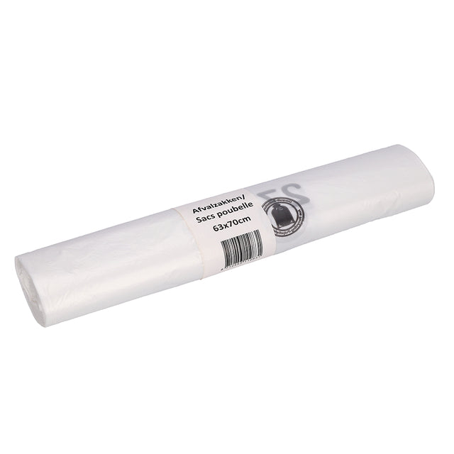Cleaninq - Waste bag 63x70cm HDPE recycled T15 50L transparent roll of 25 pieces