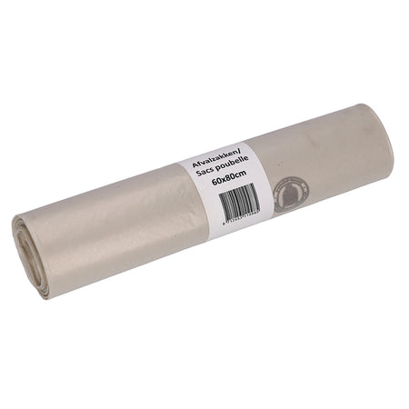 Cleaninq - Bolsa de basura 60x80cm LDPE reciclado T50 60L transparente rollo de 20 piezas