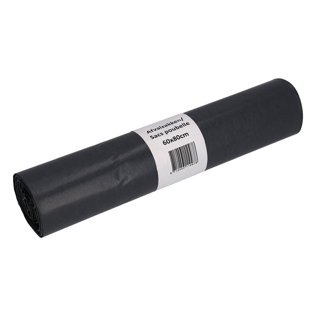 Cleaninq -  Afvalzak 60x80cm LDPE recycled T50 60L grijs rol à 20 stuks