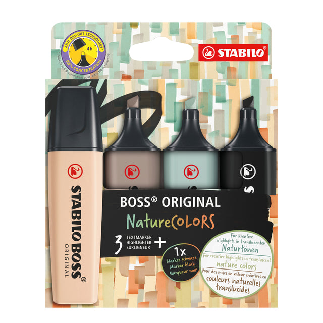 Stabilo - Evidenziatore Boss 70/4 colori naturali astuccio da 4 pezzi