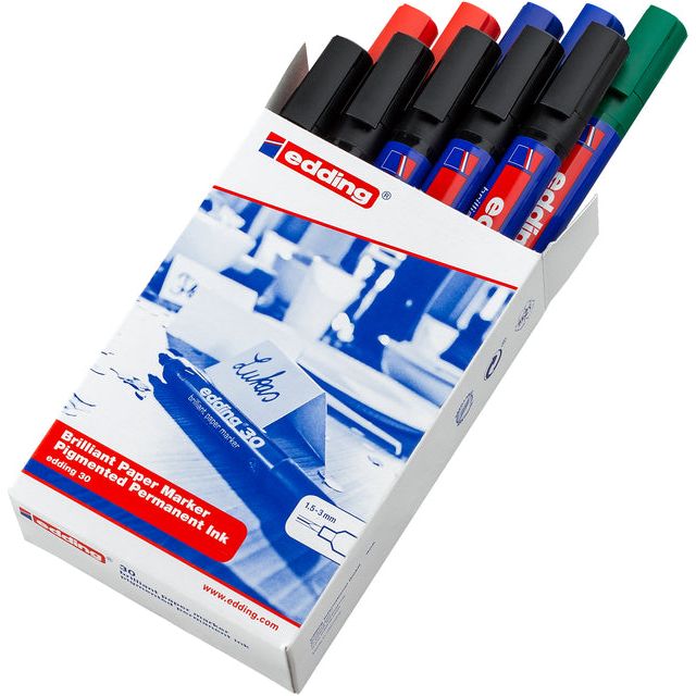 Edding - merkstift brilliant paper marker e-30, doosje van 10 stuks, assorti