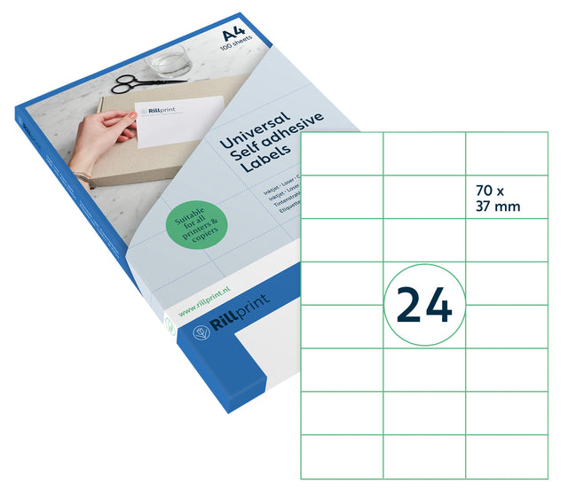 Rillprint -  Etiket 70x37mm mat transparant 600st