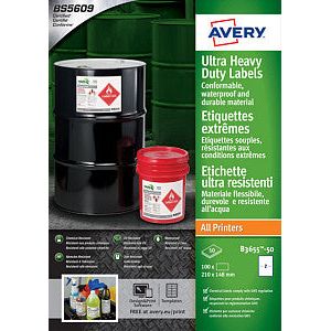 Avery - Label Avery B3655-50 148x210 PE White 100st | Boîte une feuille de 50 | 5 pièces