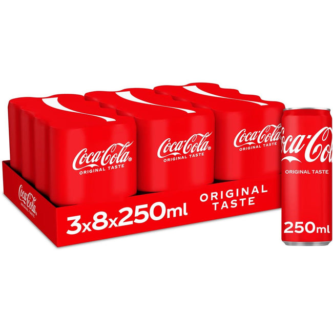 Coca Cola Company -  Coca-Cola frisdrank, sleek blik van 25 cl, pak van 24 stuks