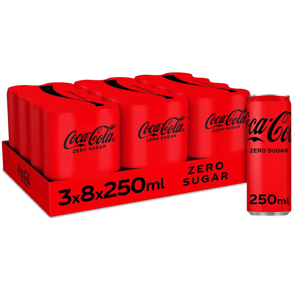 Coca Cola Company - Coca-Cola Zero soft drink, sleek 25 cl can, pack of 24