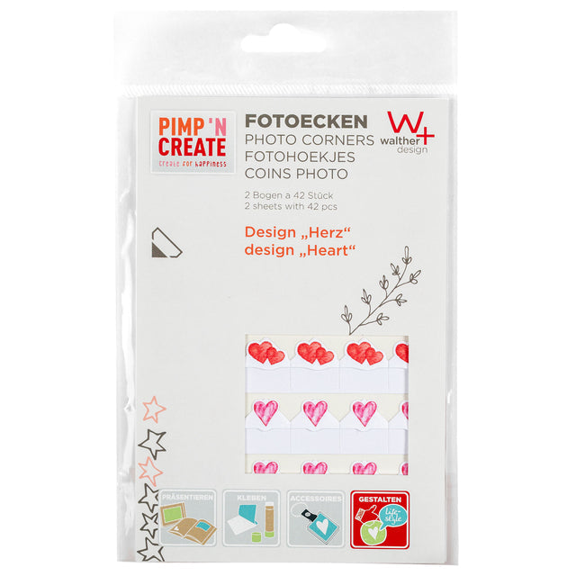 Walther Design - Photo Corners Design Hearts 2vel A 42 pièces