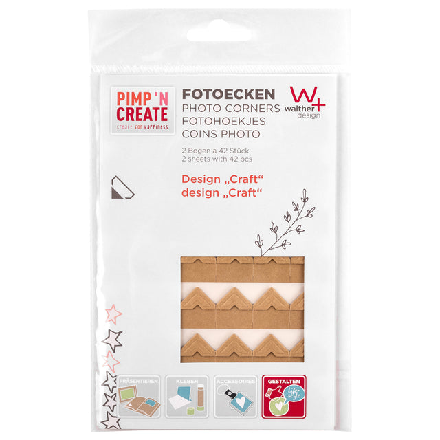 Walther Design - Photo Corners Design Kraft 2vel A 42 pièces | Prenez une feuille de 2