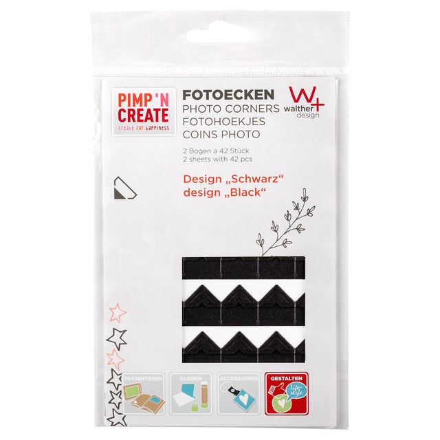 Walther Design - Photo Corners Design Black 2vel A 42 pièces | Prenez une feuille de 2