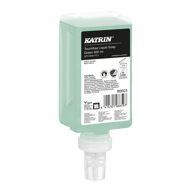 Katrin - Jabón de manos líquido verde sin contacto 500ml | 12 piezas