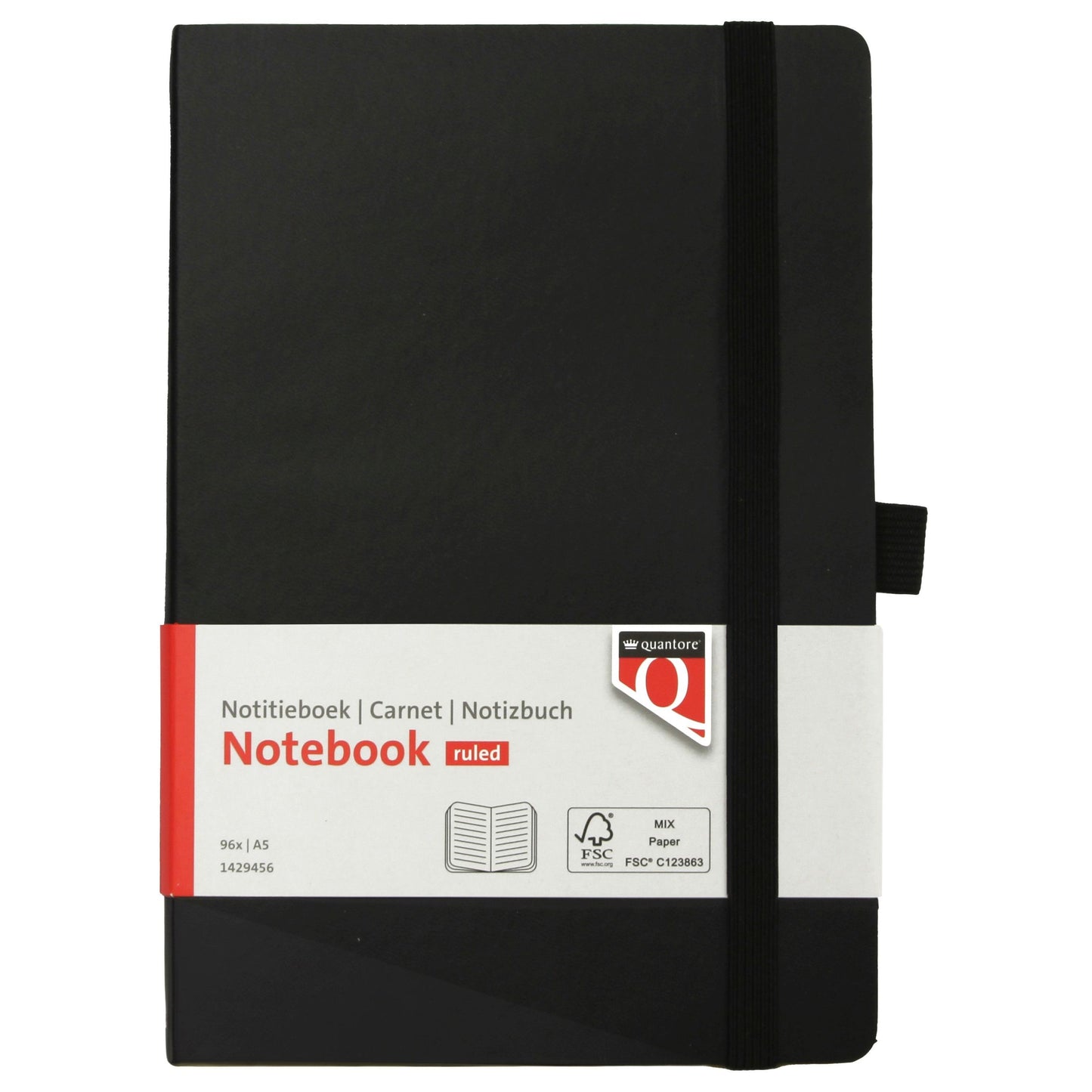 Quantore - Cuaderno A5 línea flexible 192 páginas 80gr negro | 3 piezas