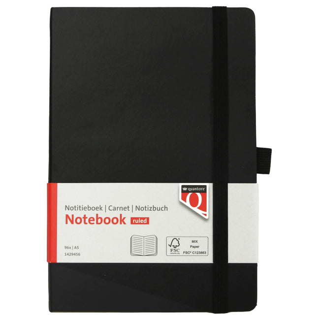 Quantore - Notizbuch A5 Flex Line 192 Seiten 80gr schwarz | 3 Stück
