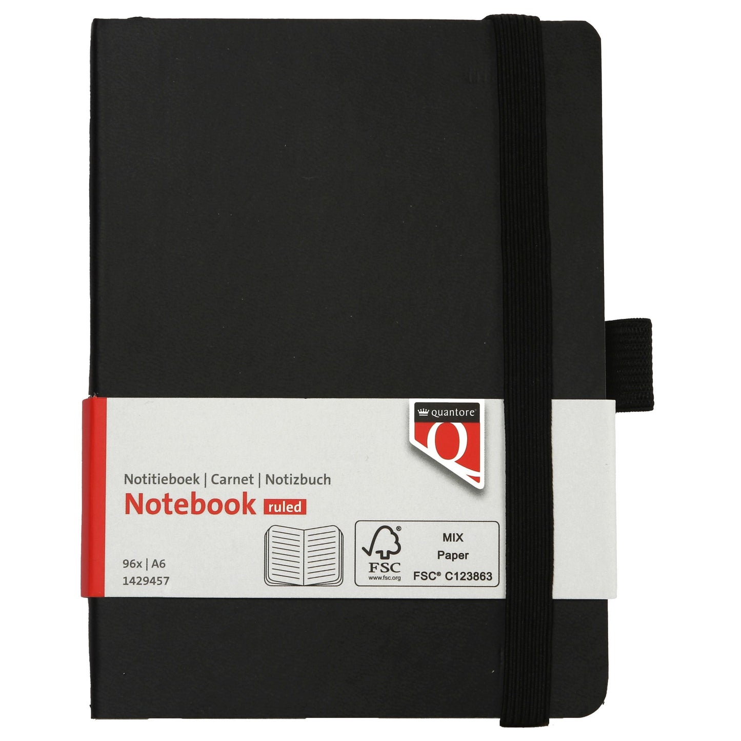 Quantore -  Notitieboek a6 flex lijn 192blz 80gr zw | 3 stuks