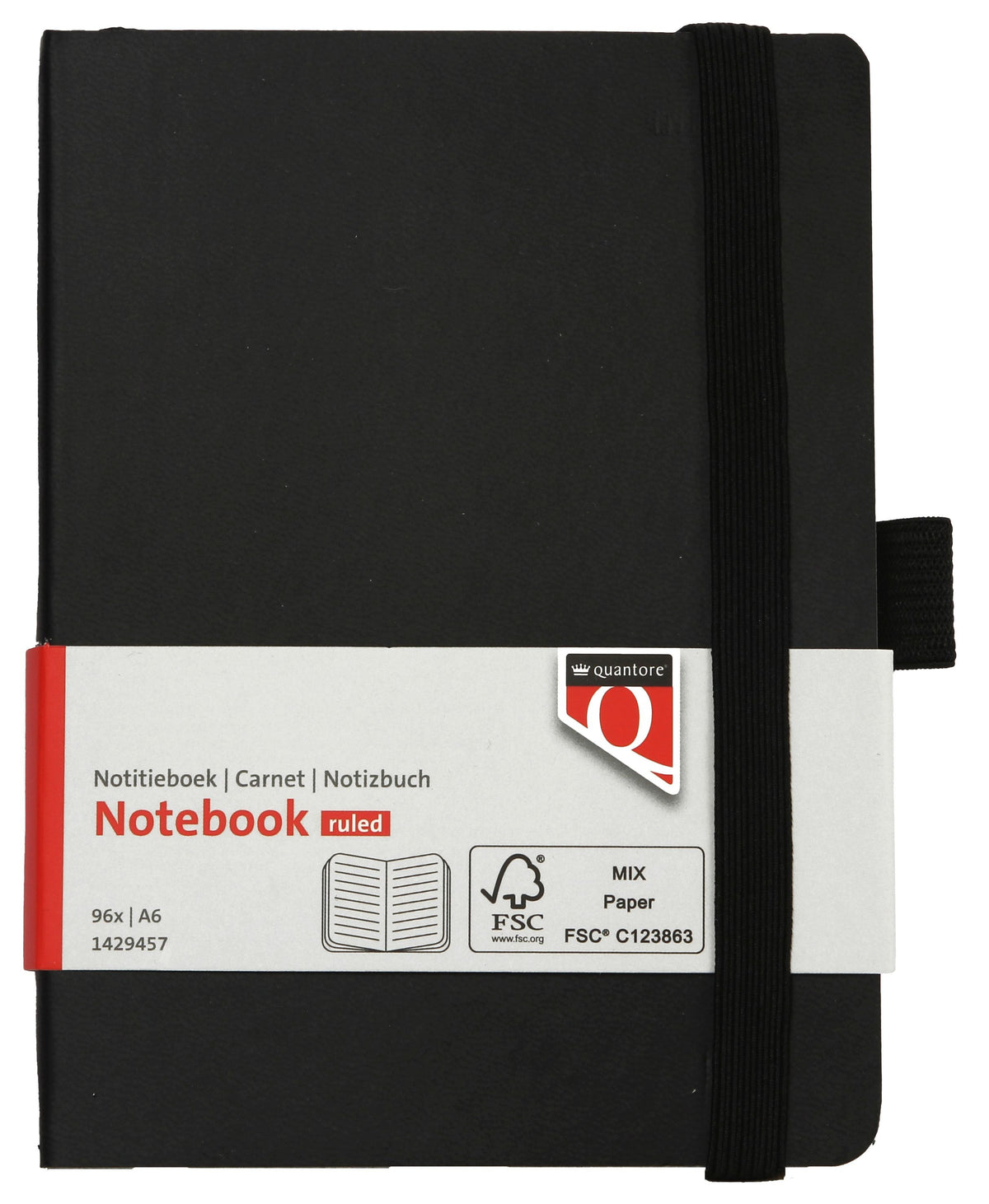 Quantore -  Notitieboek A6 flex lijn 192blz 80gr zwart