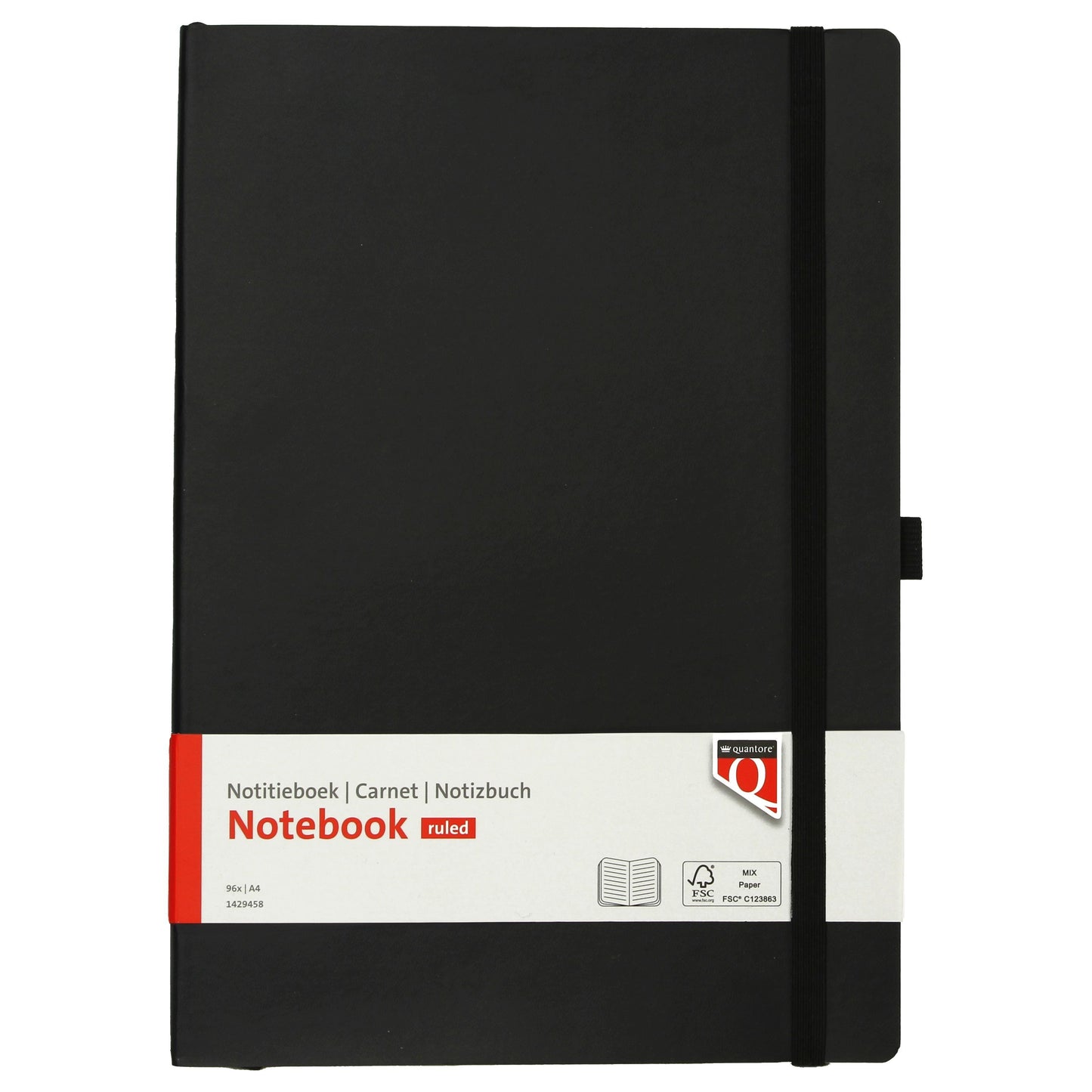 Quantore - Cuaderno A4 línea flexible 192 páginas 80gr negro | 18 piezas