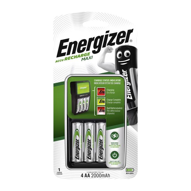 Energizer - batterijlader Maxi Charger, inclusief 4 x AA batterij, op blister