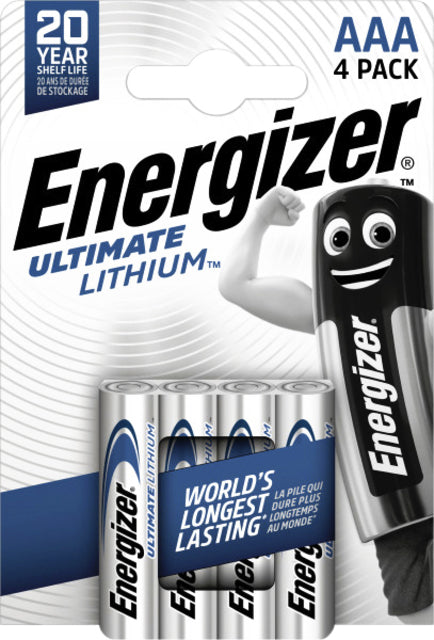 Energizer - Batteries Lithium AAA, cloque de 4 pièces