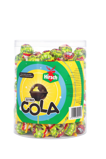 Hirsch - Lolly Hirsch Cola Citroen 100x12 Grams | Tube de 100 pièces