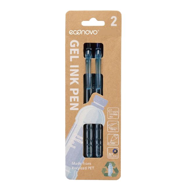 Econovo -  Gelschrijver  0.7mm blauw en zwart blister à 2 stuks
