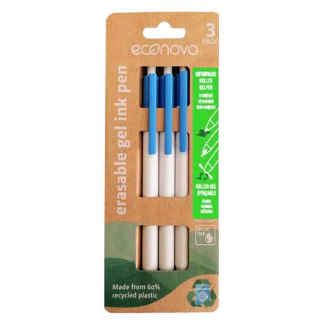 Econovo - Gel Writer effaçable fin bleu blister de 3 pièces