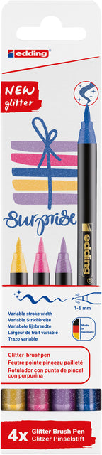 Edding - Brushpen 1340 Glitzer, sortiert, 4er-Set