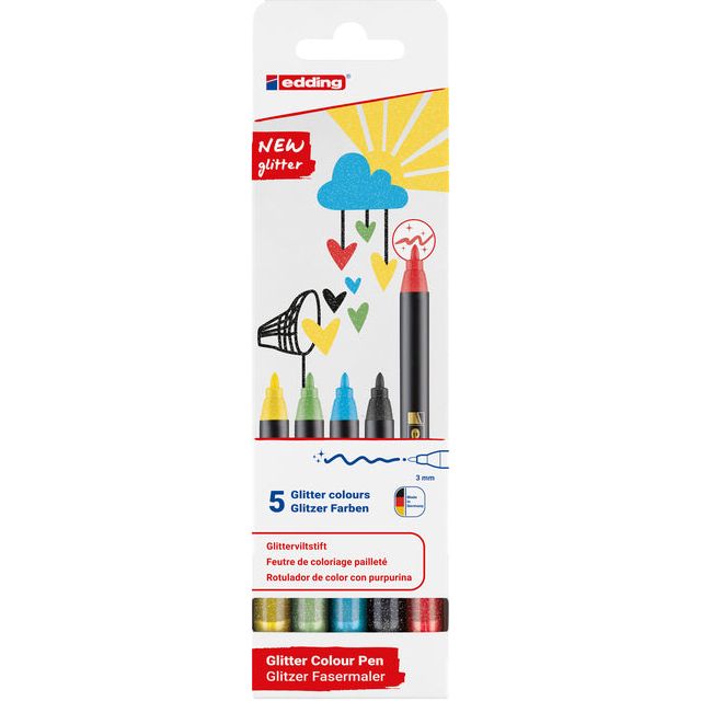 Edding - Fineliner Edding 1200 F 5st Glitter Assorti | 6 Stücke