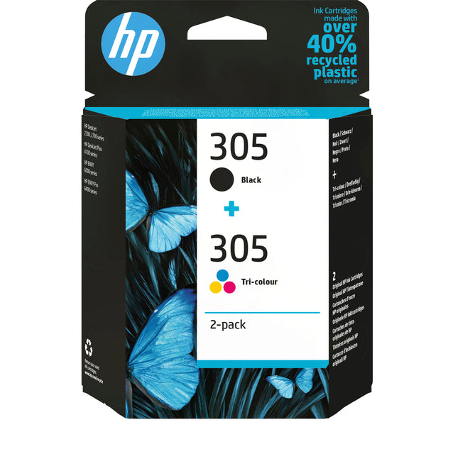 HP - cartouche d'encre 305, 100-120 pages, OEM 6ZD17AE, 1 x noir et 1 x 3 couleurs