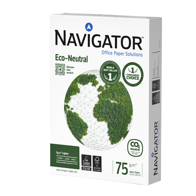 Navigator - Copier Paper Navigator Eco -Neutre A4 75gr blanc | Pak une feuille de 500 | 5 pièces