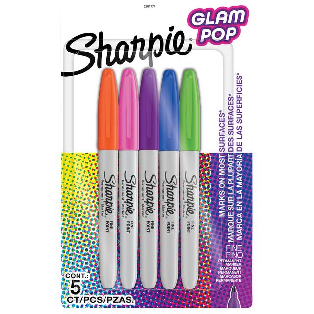 Sharpie - Felt -tip stylo IE Glampop F 5st Assorti