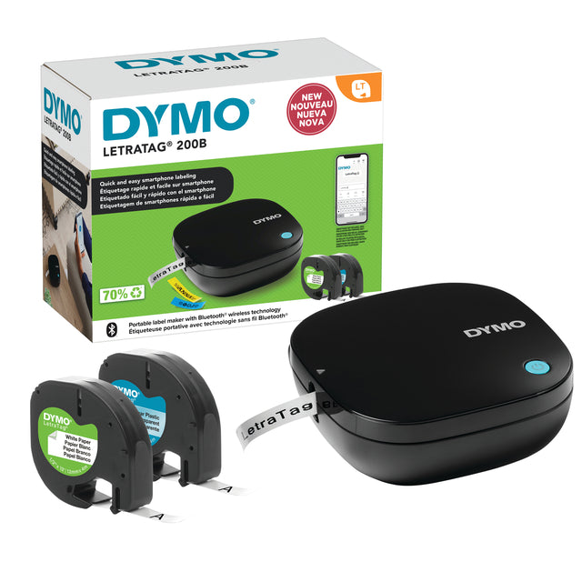 Dymo - Labelprinter dymo letratag 200b 12mm zwart promo